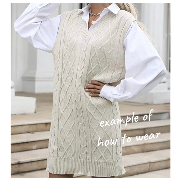 NWT Abercrombie & Fitch White Sweater Vest Mini Dress or Tunic Size M - Picture 9 of 9